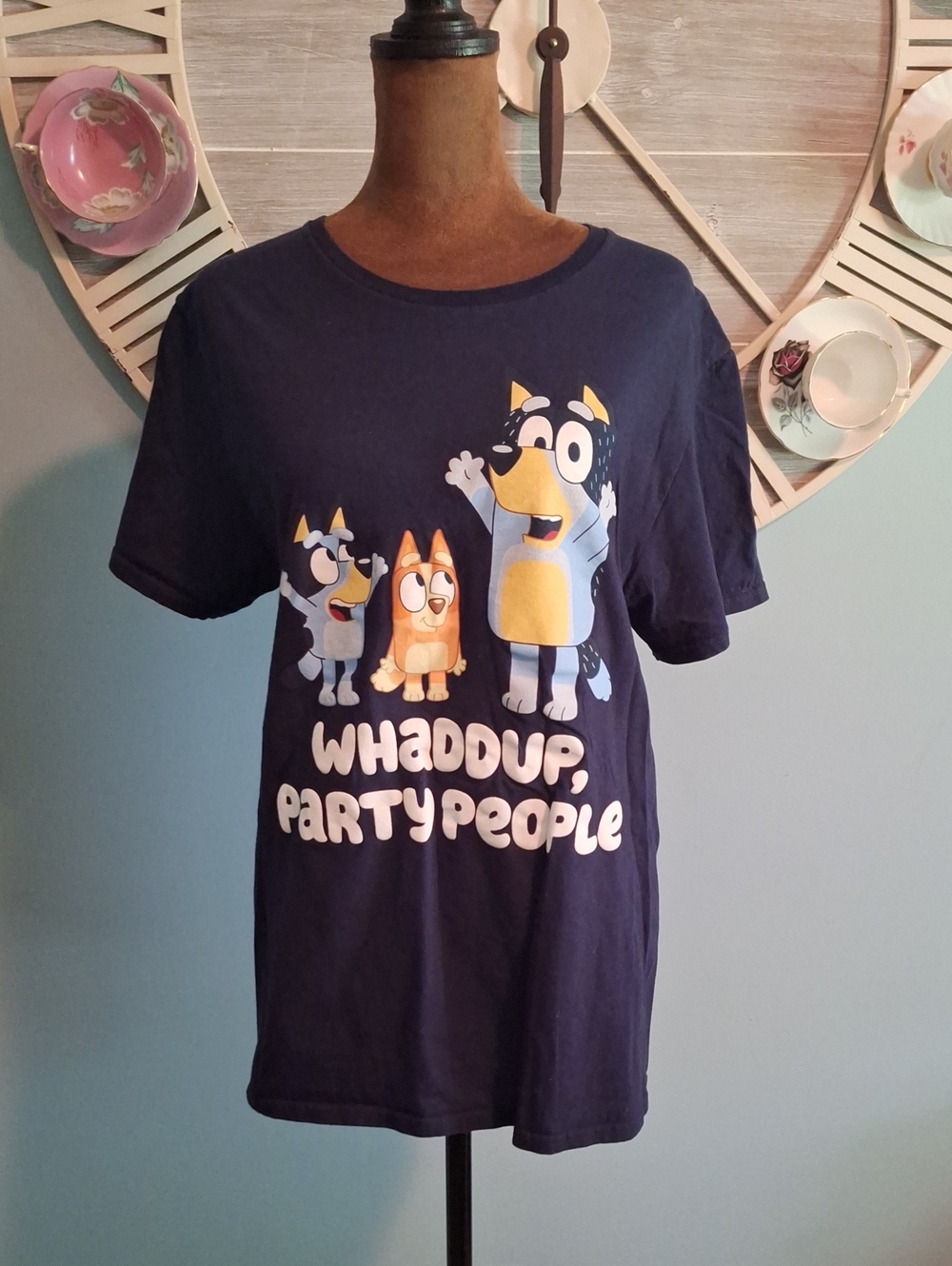 Bluey Graphic Tee in Navy with White Logo